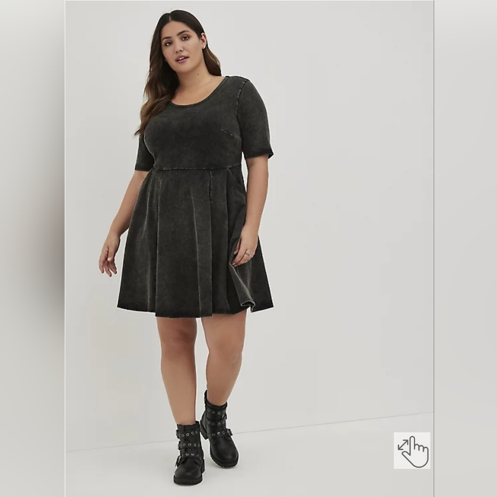 New Torrid size 2 black wash mini foxy skater dress